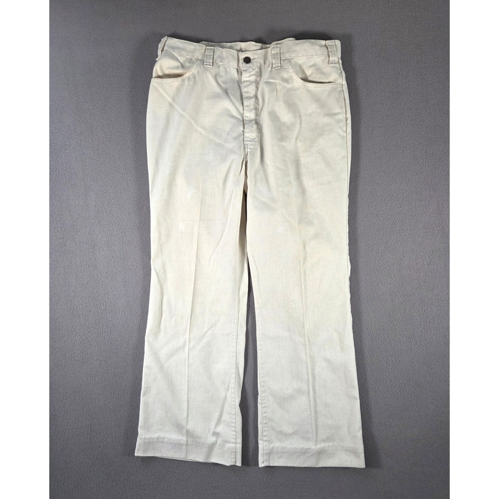 Vintage Levis Mens 38x30 Boot Cut Wide Leg Gentlemans Jeans 80s White Black Tab
